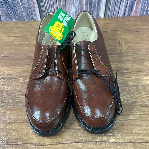 Vintage Safto Pedics by Iron Age MEN 7 BROWN LEATHER STEEL TOE OXFORD work shoes main image 13